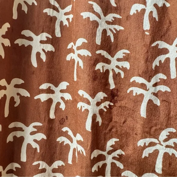 Natalie Martin Silk Palm Tree Print Short Sleeve Maxi Dress Brown Small S READ - Picture 13 of 16